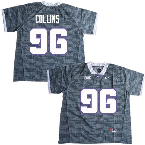 Men #96 Dennis Collins TCU Horned Frogs College Football Jerseys Sale-Gray